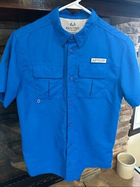 Realtree Youth Short-Sleeve Button-Down Shirt Blue